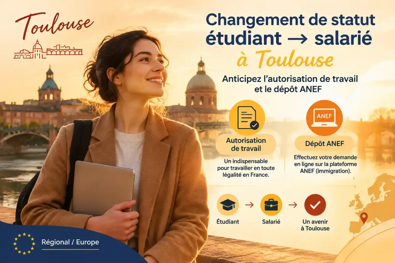 Changement de statut étudiant à salarié à Toulouse : anticipez l’autorisation de travail et le dépôt ANEF