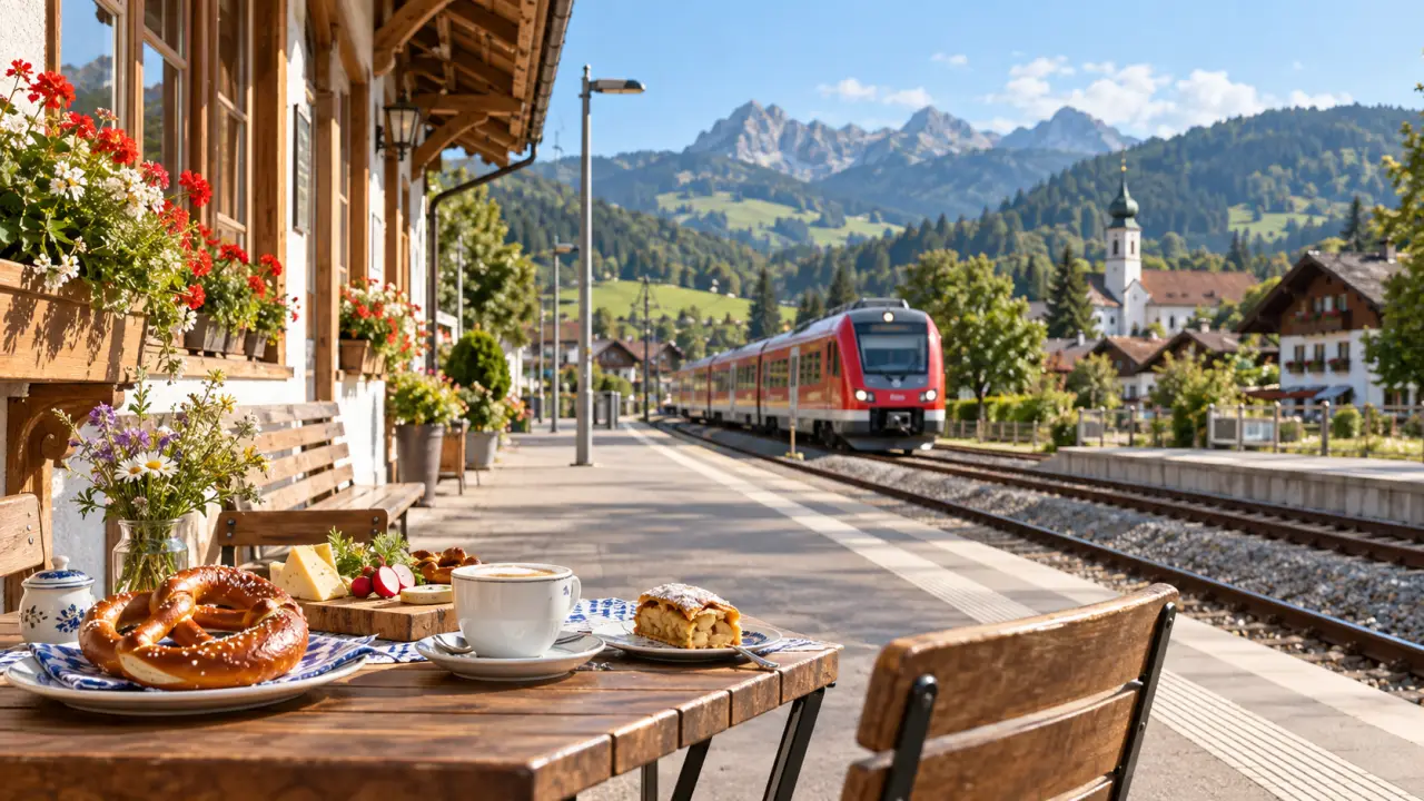Train régional traversant les paysages verdoyants de Bavière