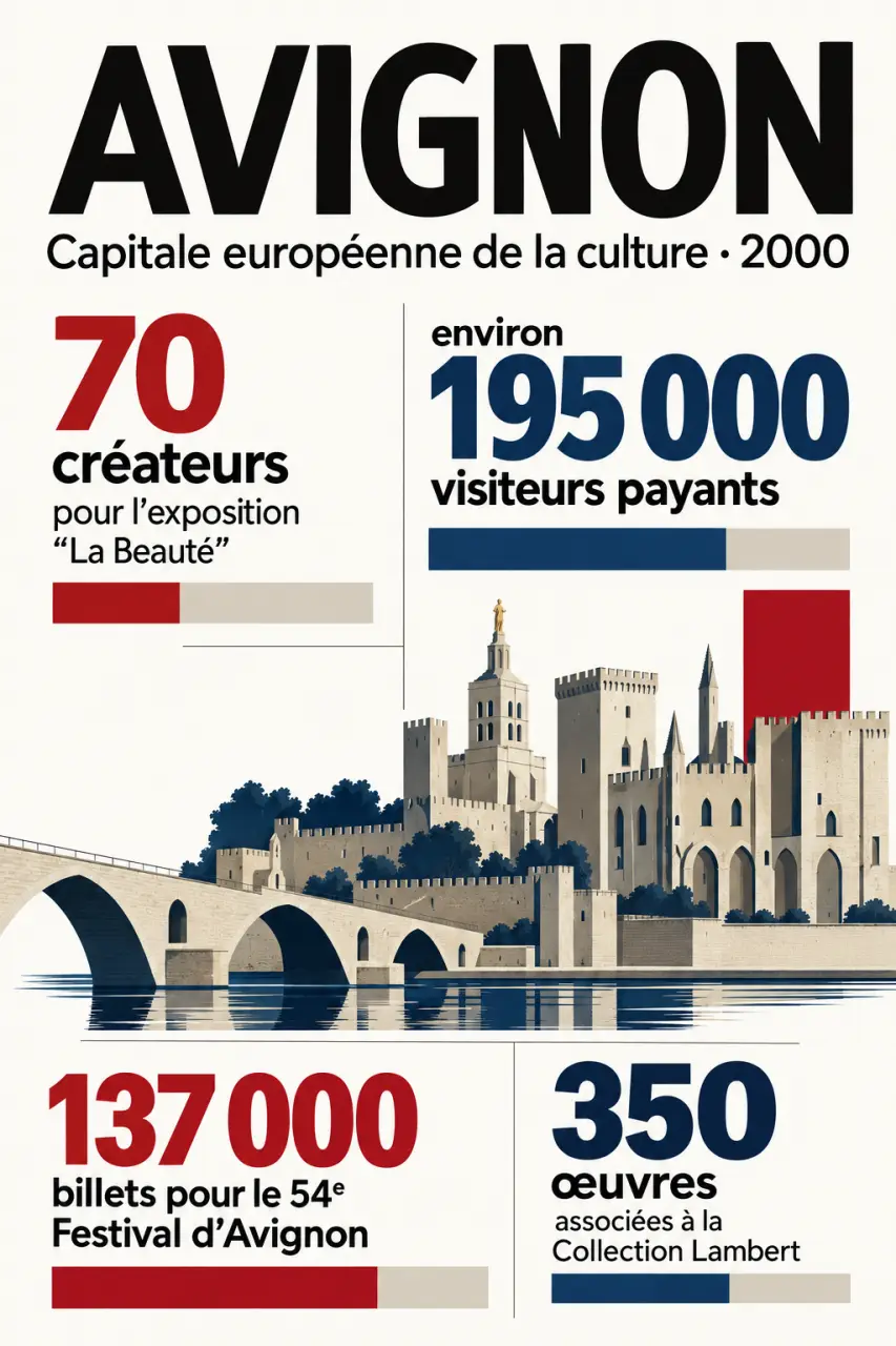 Infographie sur Avignon capitale européenne de la culture en 2000 et ses chiffres clés