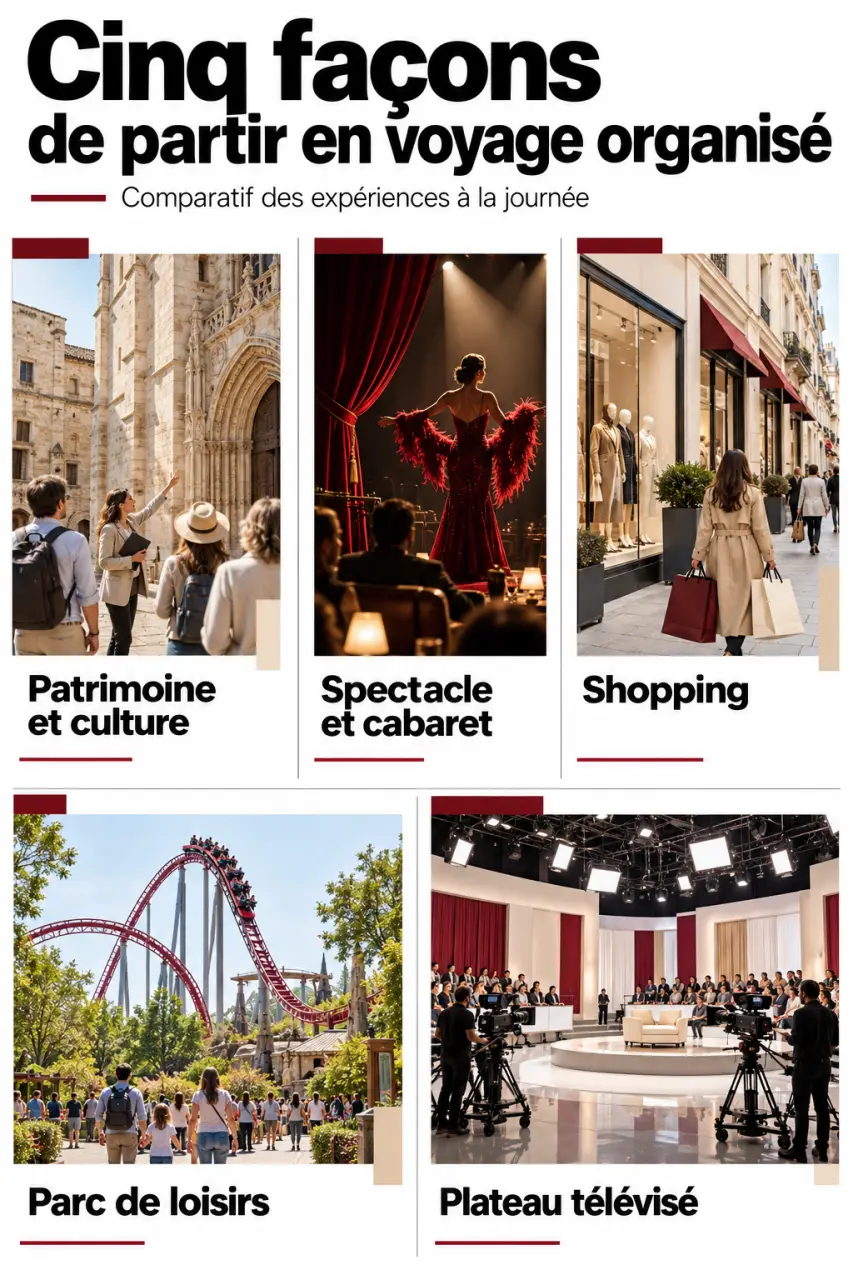 Voyage organisé 1 journée : comparaison des sorties culturelles, spectacles, shopping et loisirs